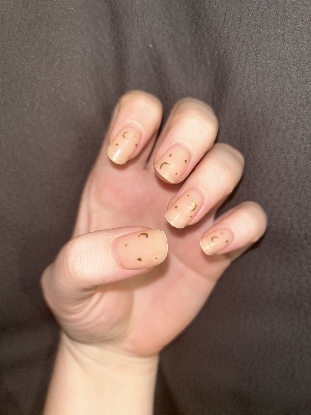 Customer photo review of NEW Gold Moon Stars DIY Semicured Gel Nail Sticker Kit (Limited Edition)
