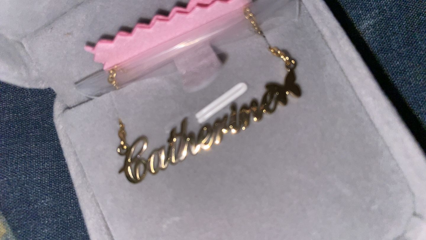Customer photo review of Butterfly Name Necklace