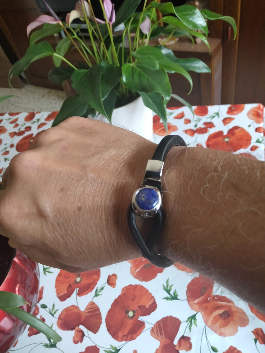 Customer photo review of Bracciale pelle Petra Lapislazzuli Tulsi