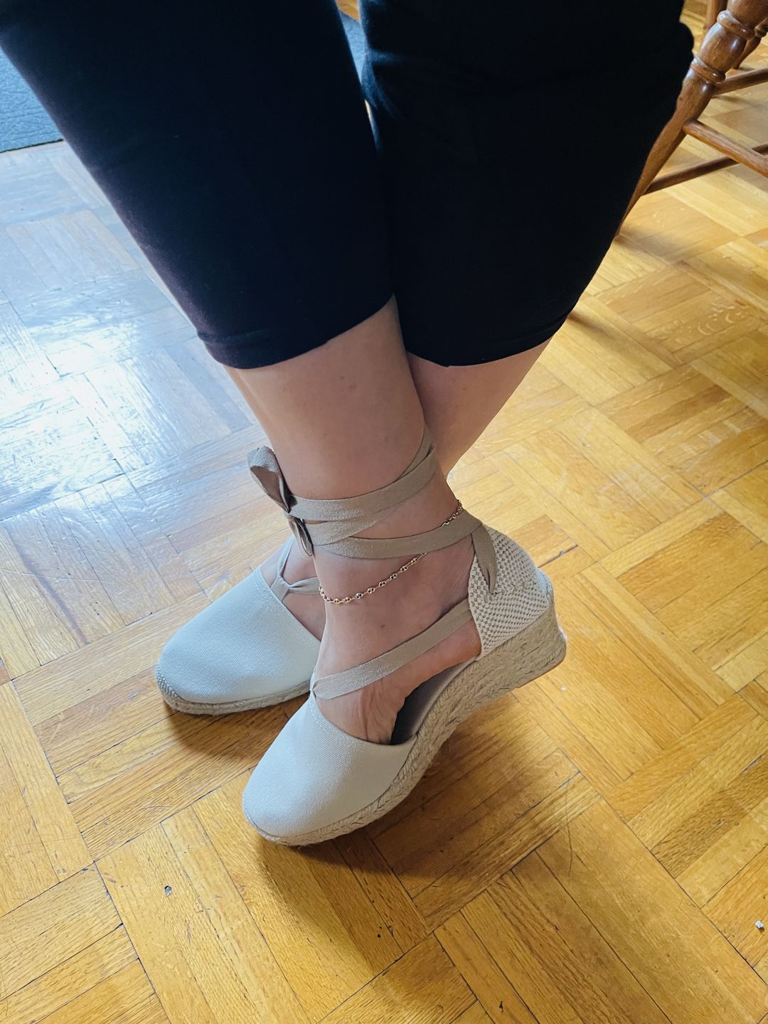 Customer photo review of Almanera Sustainable, Eco Friendly, Vegan Canvas Espadrille Wedges - Beige Tan