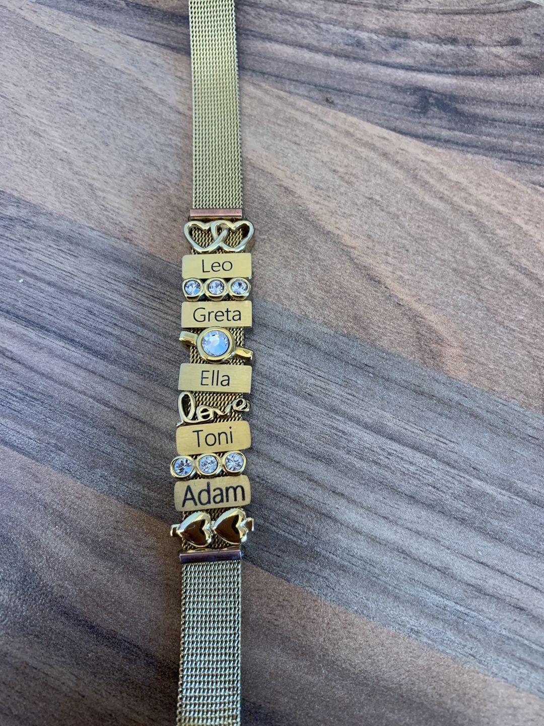 Customer photo review of Mesh charm name gold