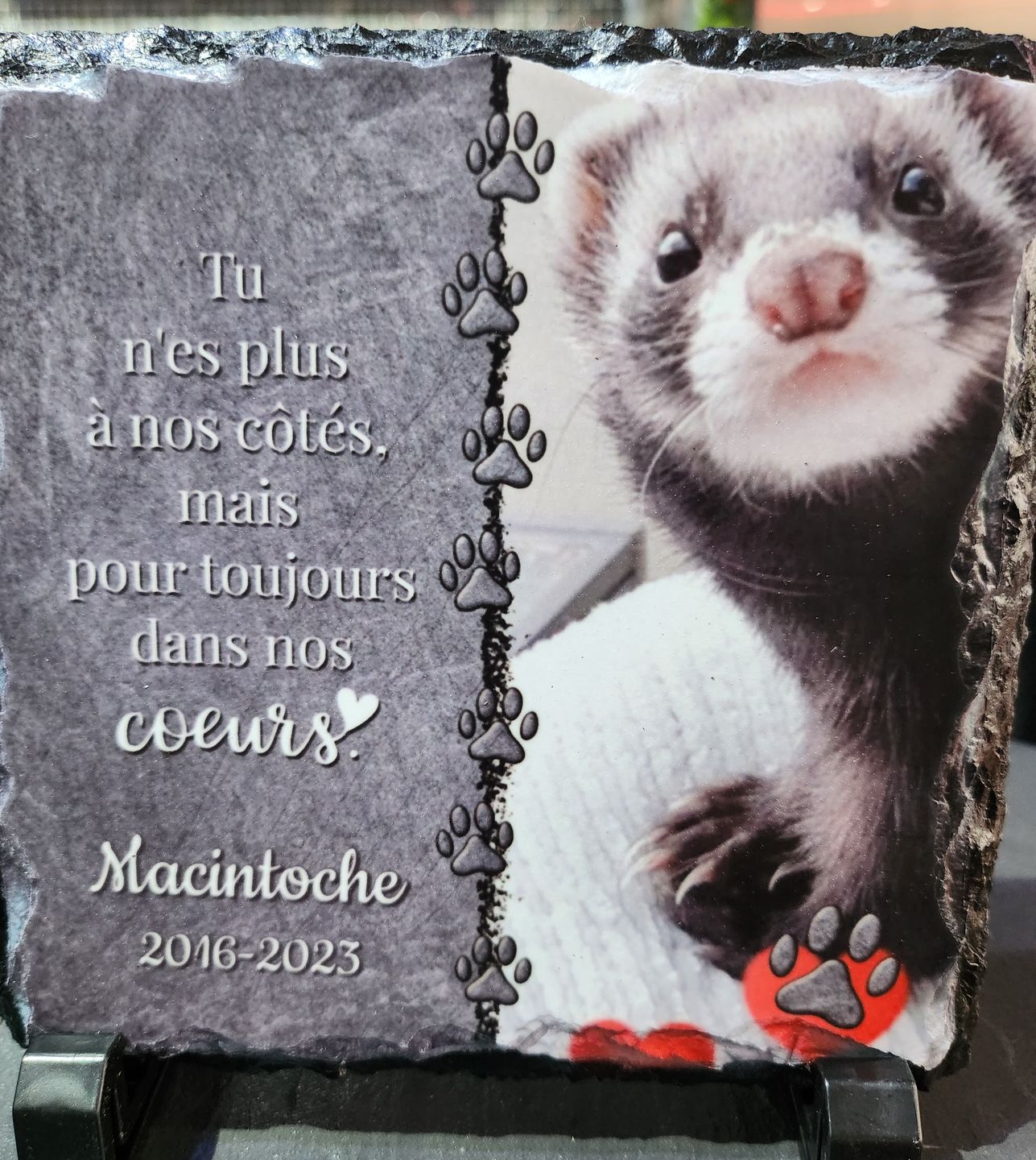 Customer photo review of Toujours dans mon cœur - Plaque d'ardoise personnalisée