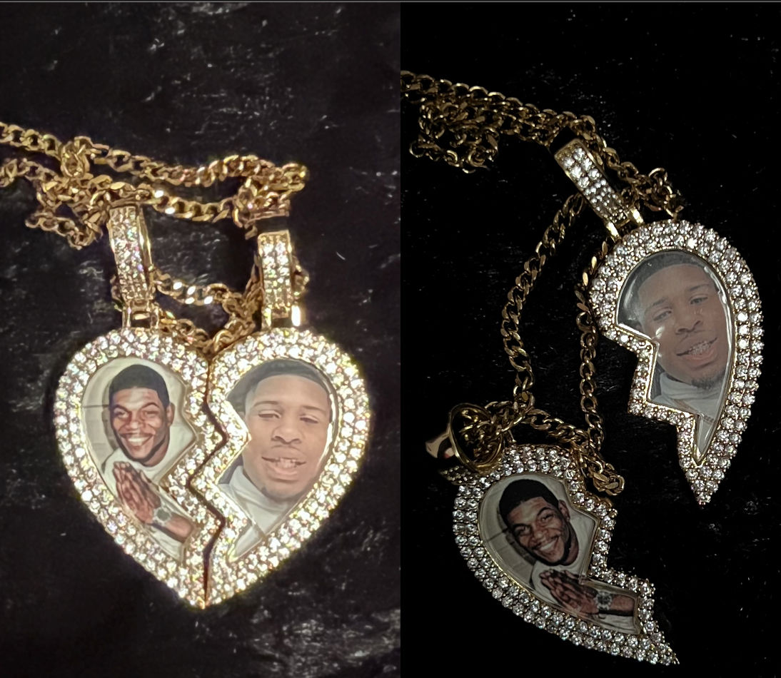 Customer photo review of Split heart Custom picture necklace