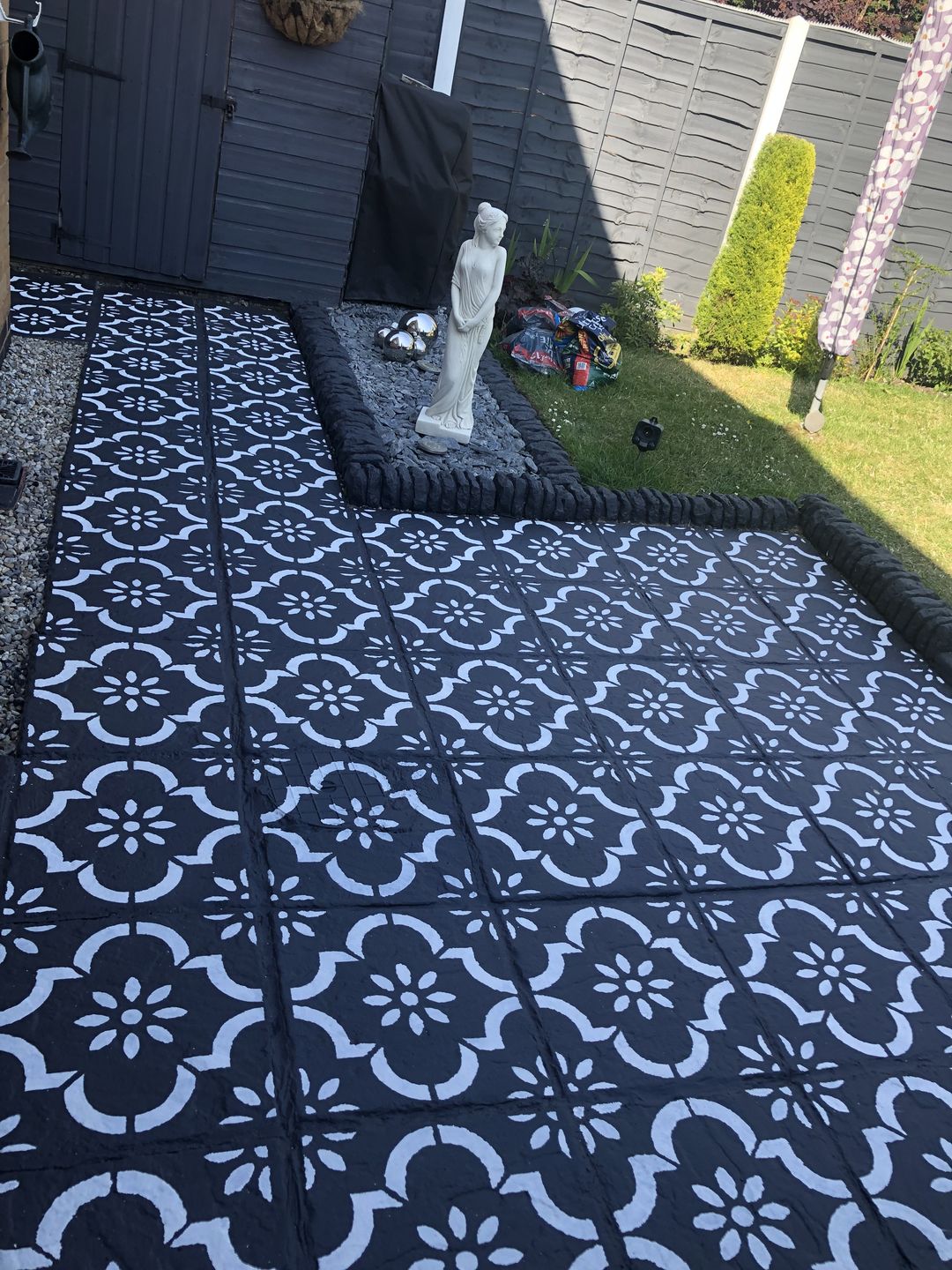 Customer photo review of Jannah Patio Stencil - Square Slabs