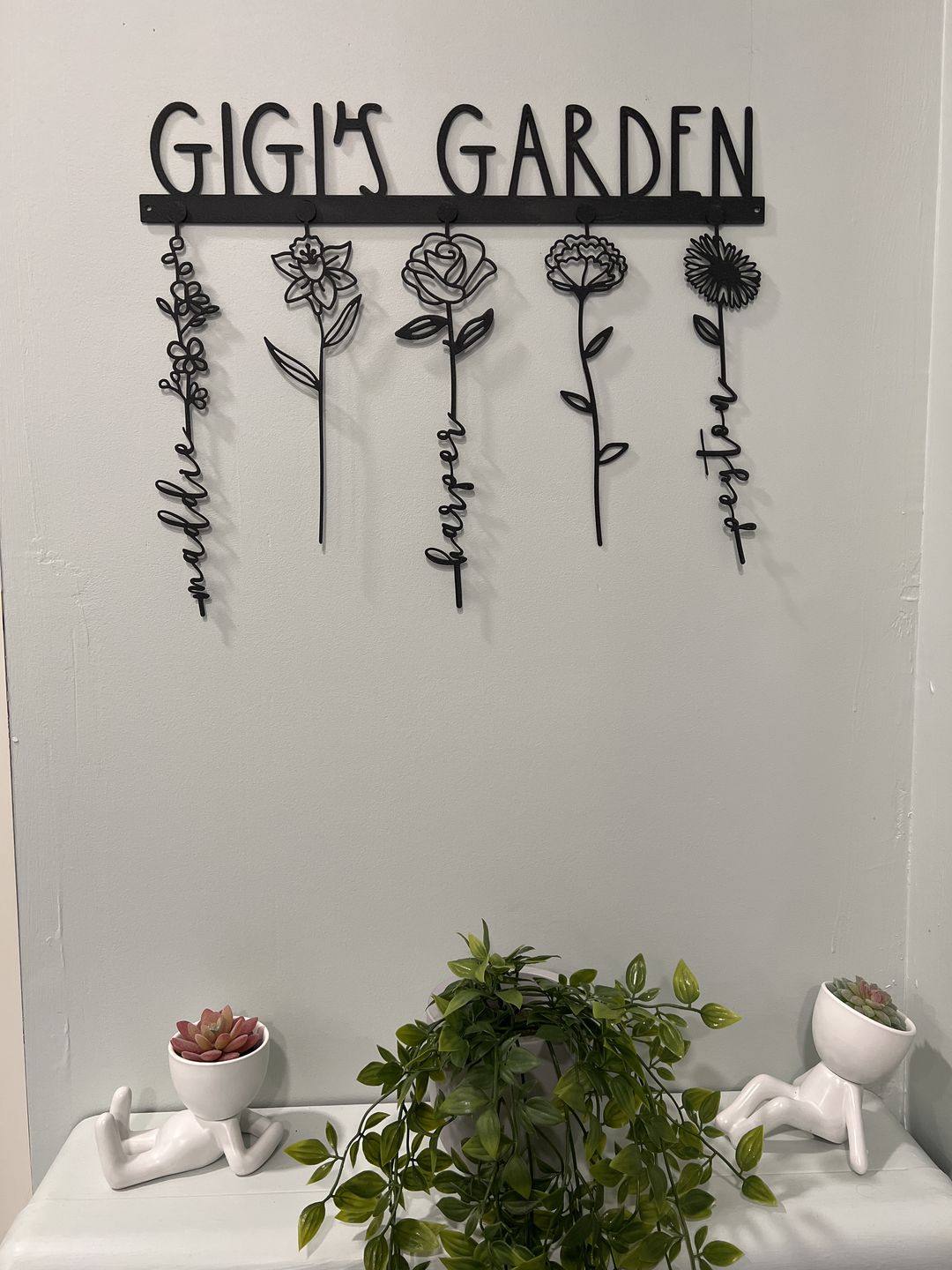Customer photo review of Our Family Garden - Personalized Birth Month Flowers Family Name Sign Mother's Day Gift