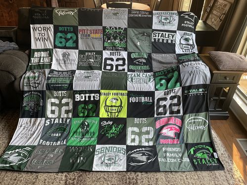 T-shirt quilt featuring staley football, falcons by Mary from MO