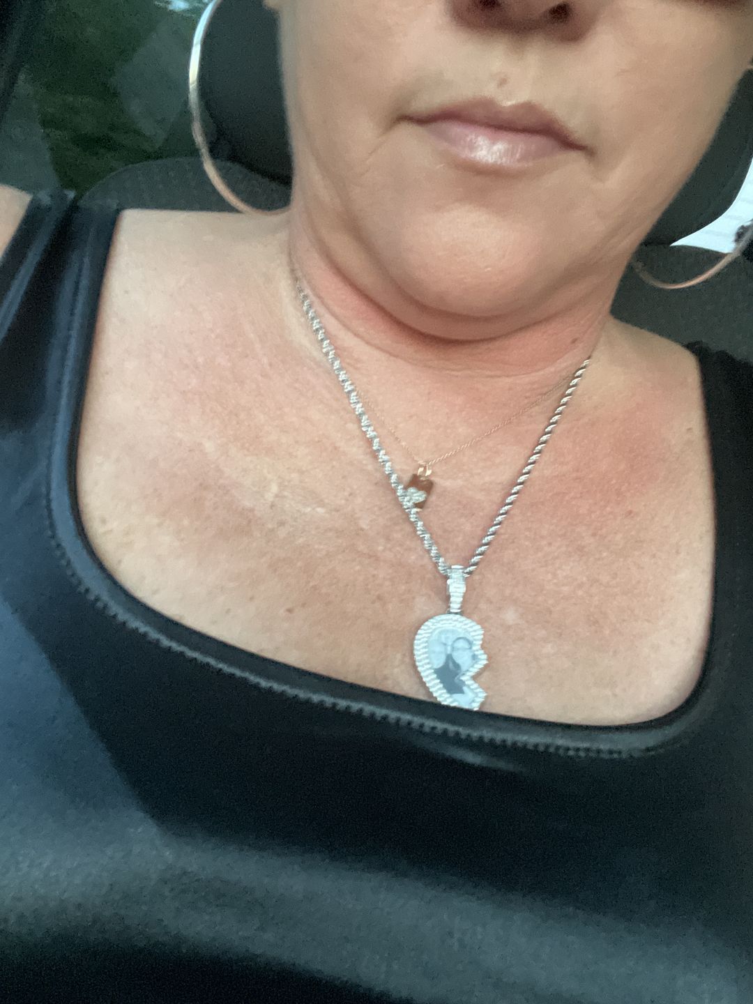 Customer photo review of Split heart Custom picture necklace