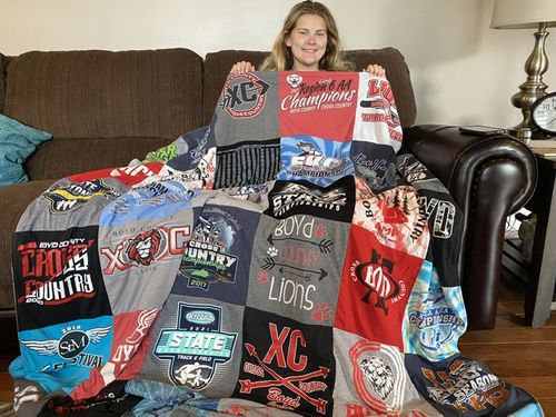 T-shirt quilt featuring boyd high school cross country team by Tracey from KY