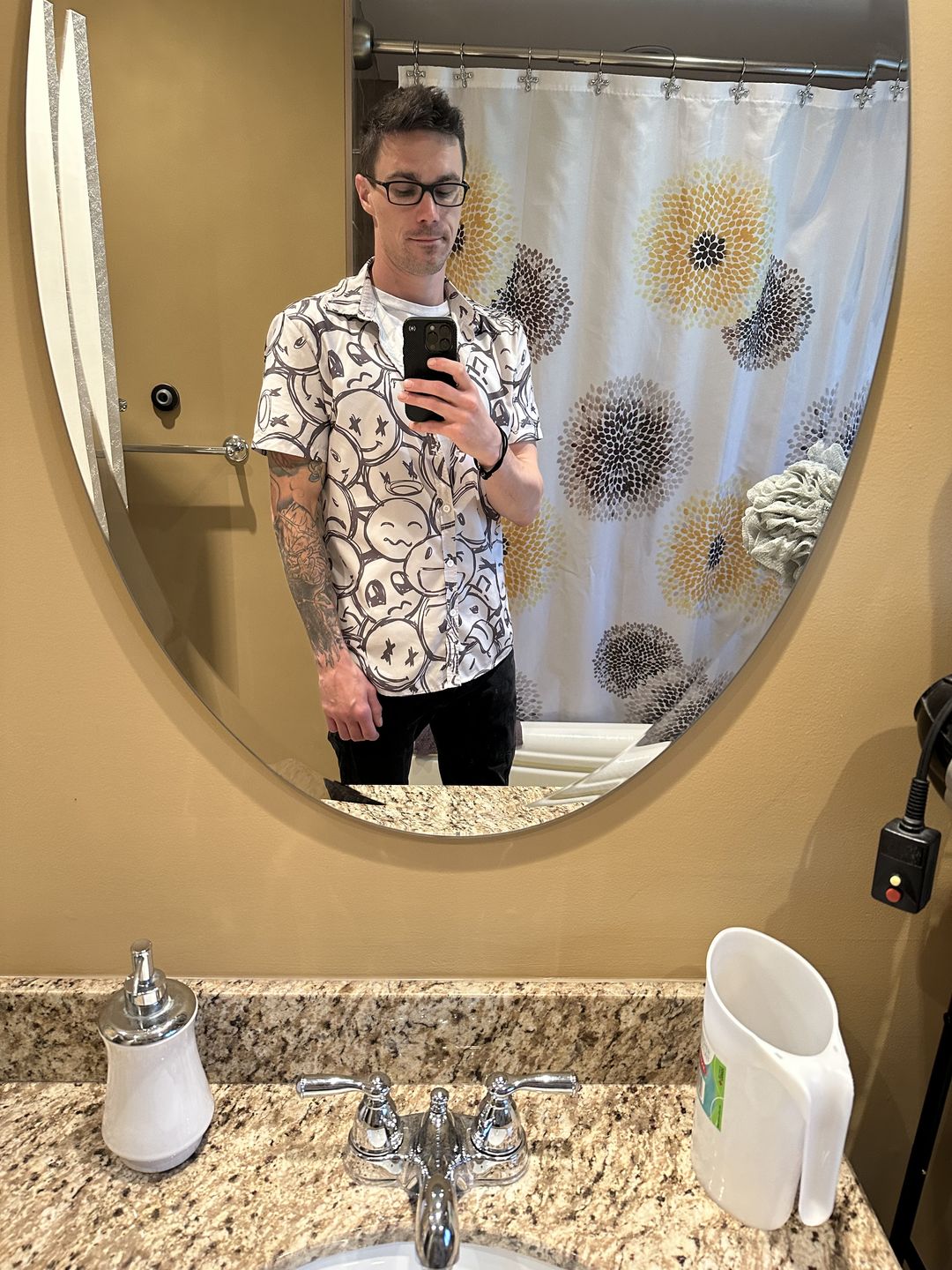 Customer photo review of Smiley Print Button Up Shirt