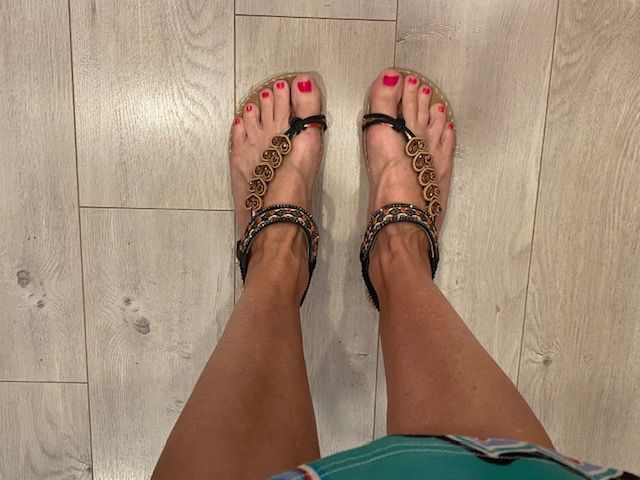 Customer photo review of Vintage Bohemian Beaded Rhinestone Beach Sandals