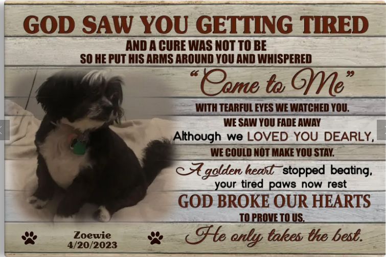 Customer photo review of Personalized Photo Canvas Prints, Dog Loss Gifts, Pet Memorial Gifts, Dog Sympathy, God Saw You Getting Tired Dem Canvas