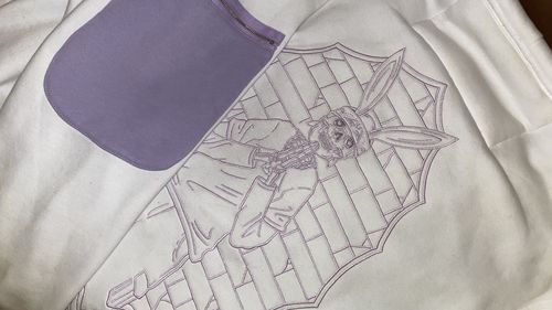 Customer photo review of Praying Rabbit Hoodie (White/Lavender)