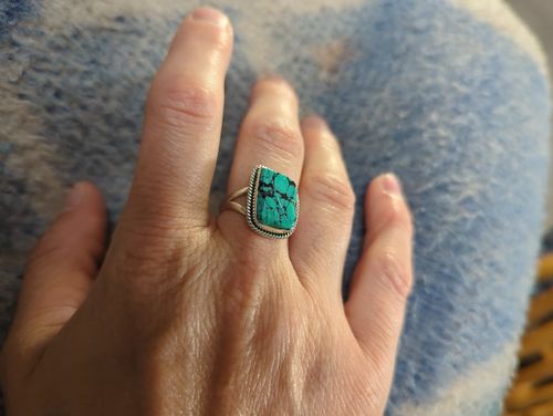 Customer photo review of Sterling Silver Natural Raw Turquoise Ring