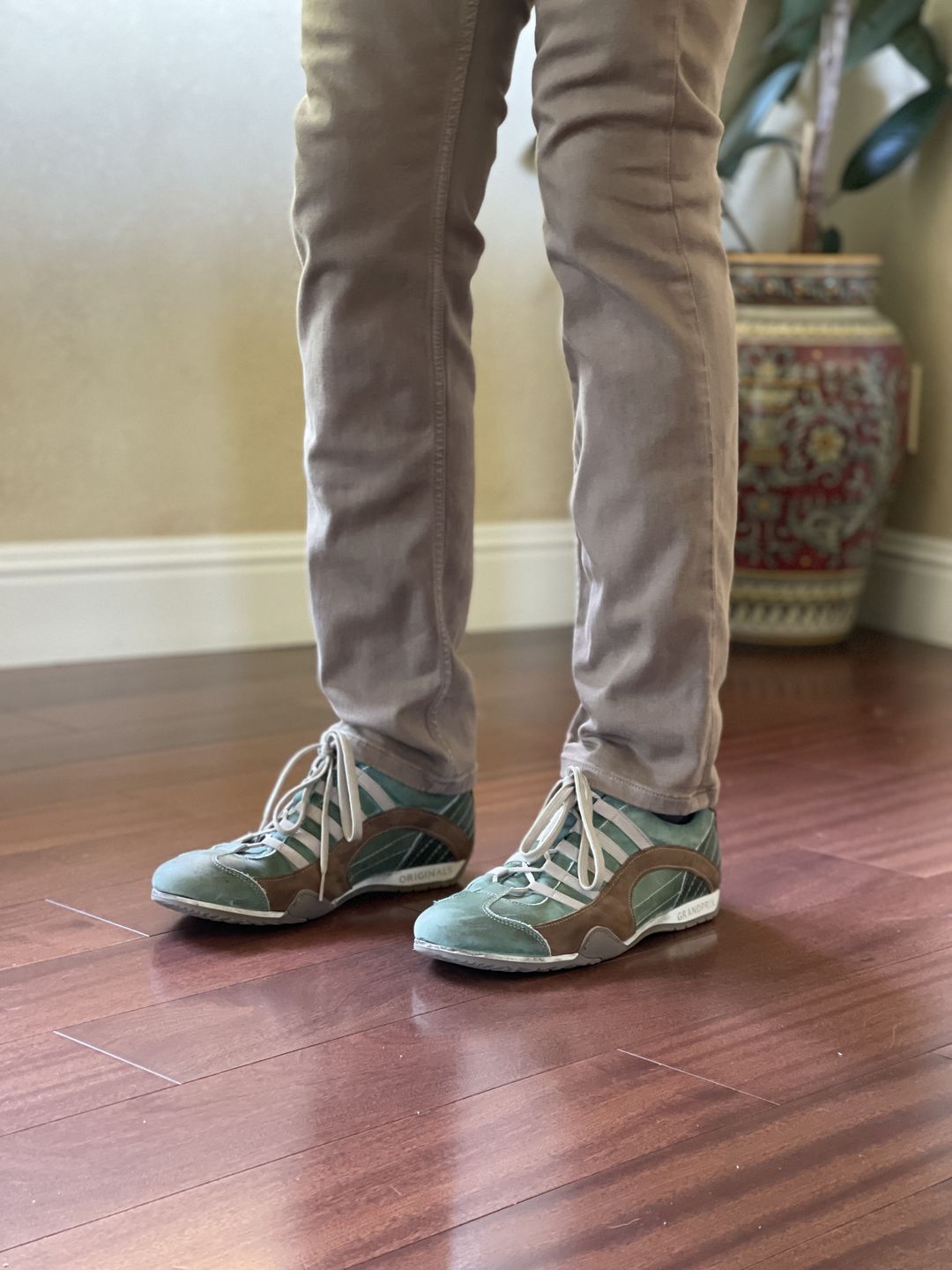 Customer photo review of Men's GrandPrix Sneaker in Verdolino (Green and Sand)