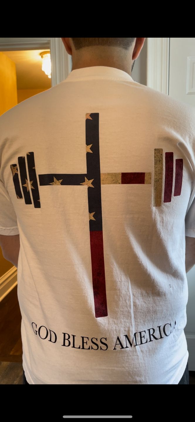 Customer photo review of God Bless America Tee - White