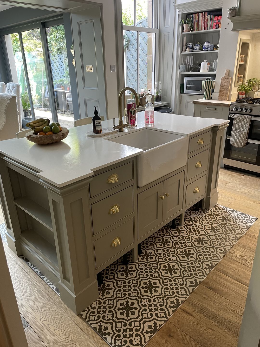 Customer photo review of Monmouth Brushed Satin Brass Cupboard Handles