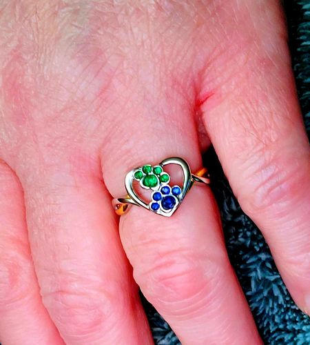 Customer photo review of Personalized 1-4  Paw Birthstone Furry Mom Ring