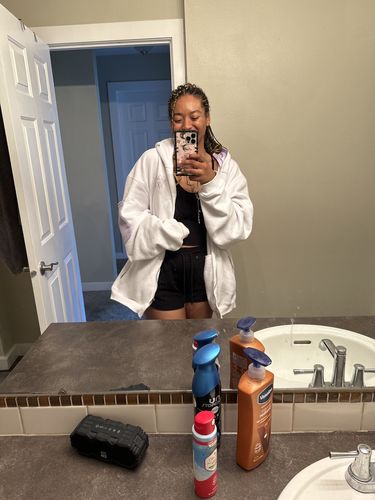 Customer photo review of Praying Rabbit Hoodie (White/Lavender)