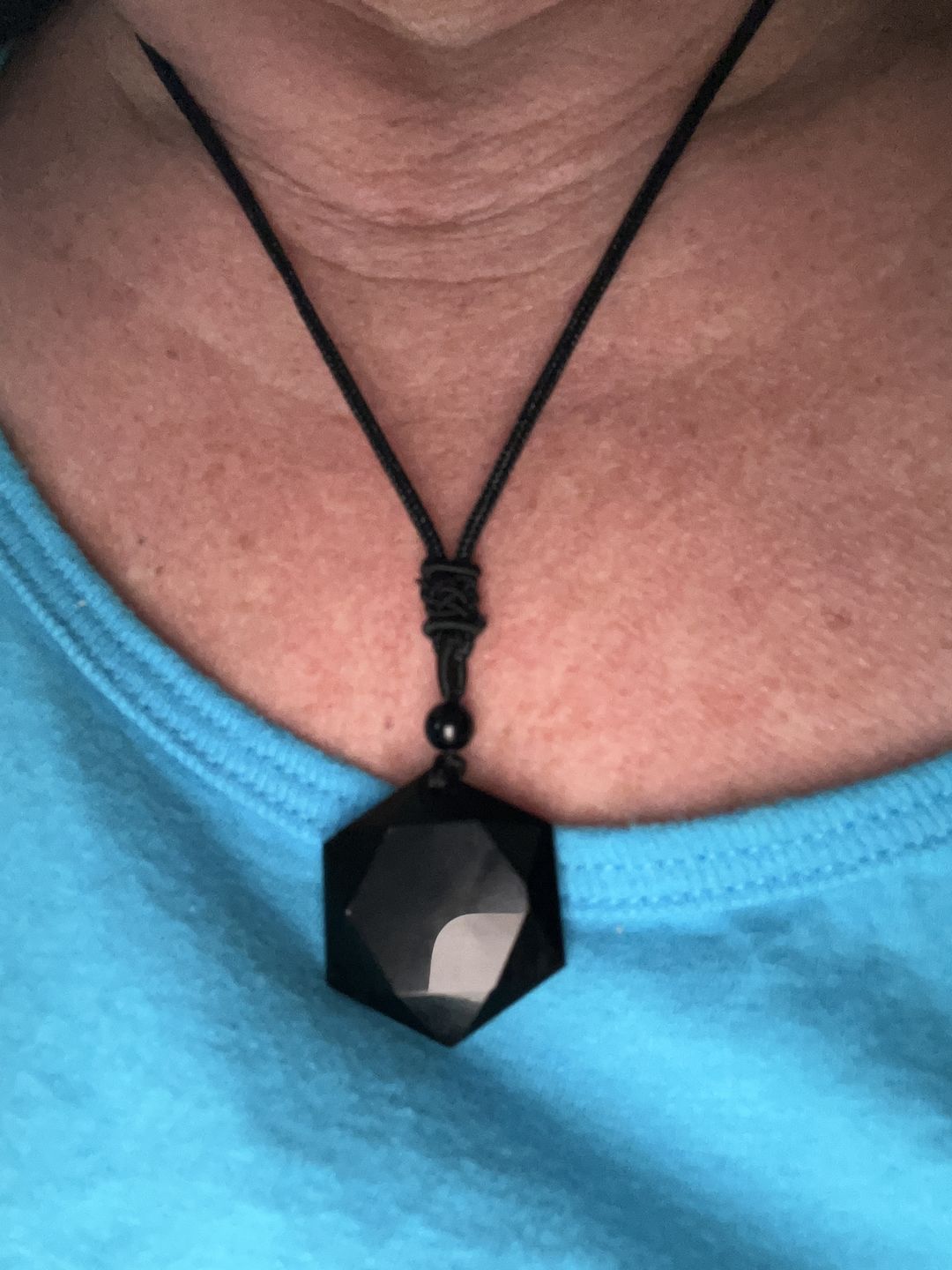 Customer photo review of Obsidian Self Protection Necklace