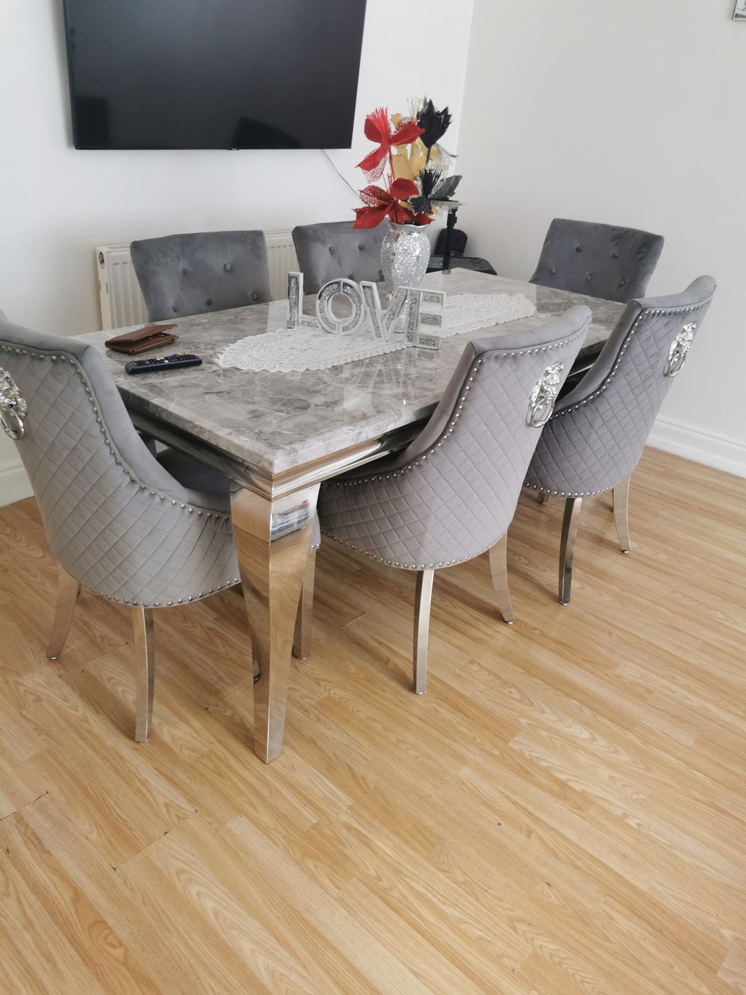 Customer photo review of Vienna Marble Dining Table With Venice Knocker Chairs