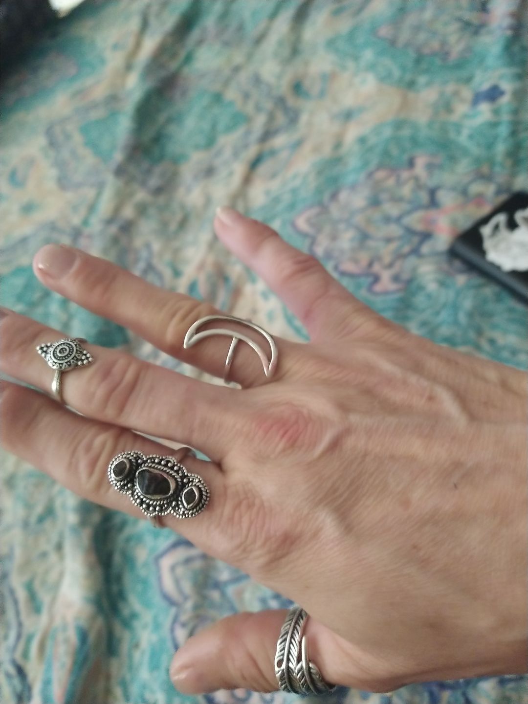 Customer photo review of Full Finger Crescent  Moon Ring Sterling Silver