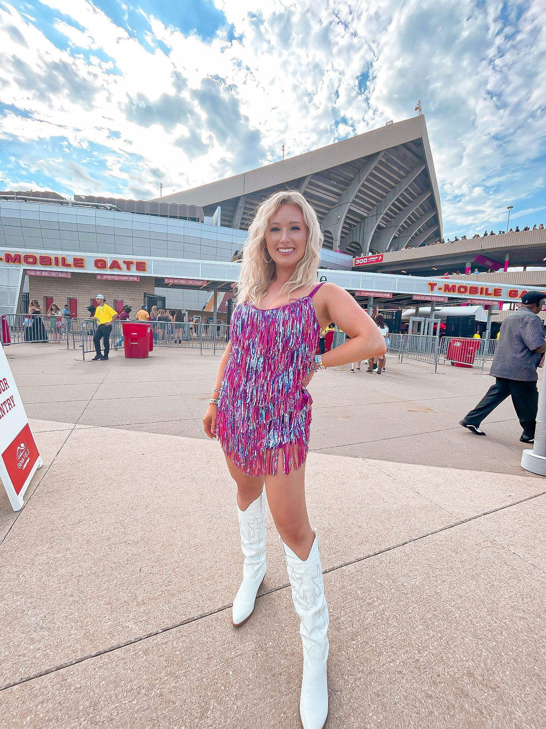 Customer photo review of Shake It My Way Short Fringe Mini Dress
