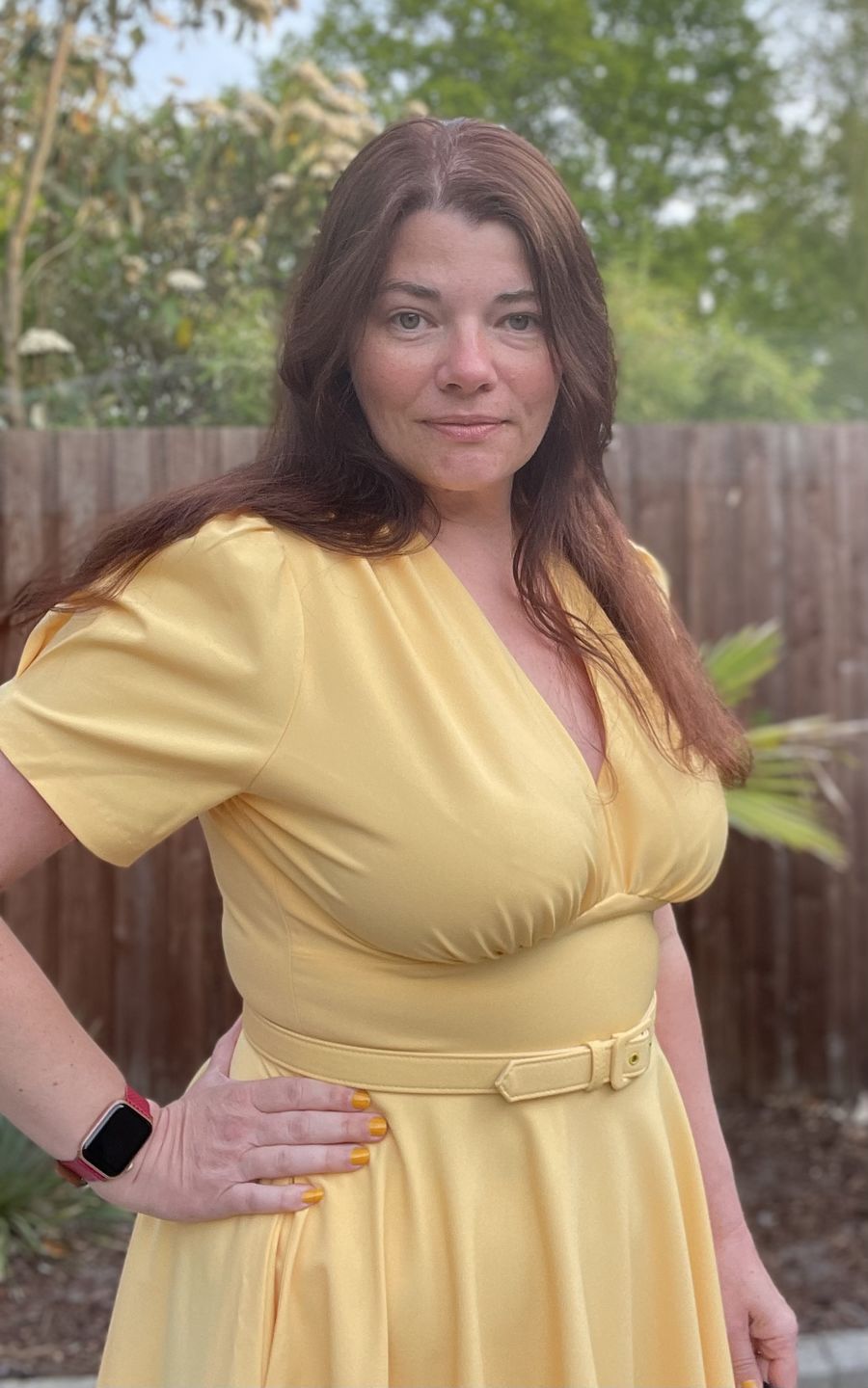 Customer photo review of Marilyn swingkjole med korte ærmer i lys gul