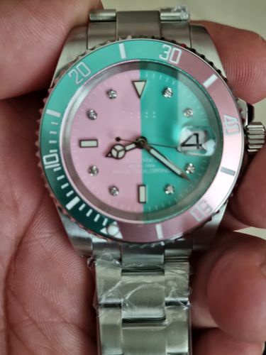 Customer photo review of Pascal Royal Luxe Diamond Watch (Cotton Candy Bezel)