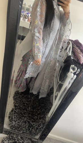 Customer photo review of Maria B Inspired Embroidered Grey 3 Piece Outfit With Net Dupatta