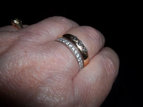 Customer photo review of Vintage Pave Moissanite Eternity Wedding Band Stackable Ring