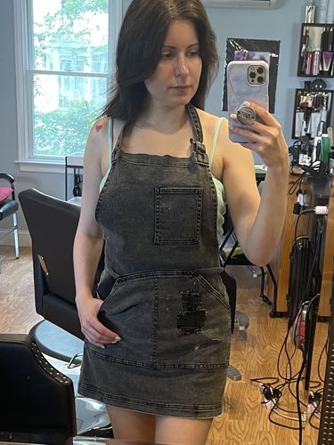 Customer photo review of Black Acid Washed Denim Apron
