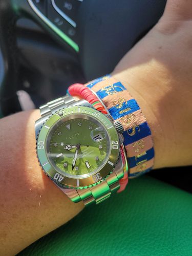 Customer photo review of Pascal Royal Luxe Diamond Watch (Avocado Green Bezel)