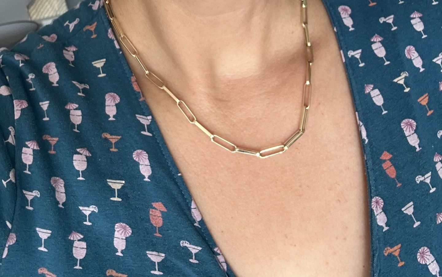 Customer photo review of Paperclip Necklace in 14K Yellow Gold