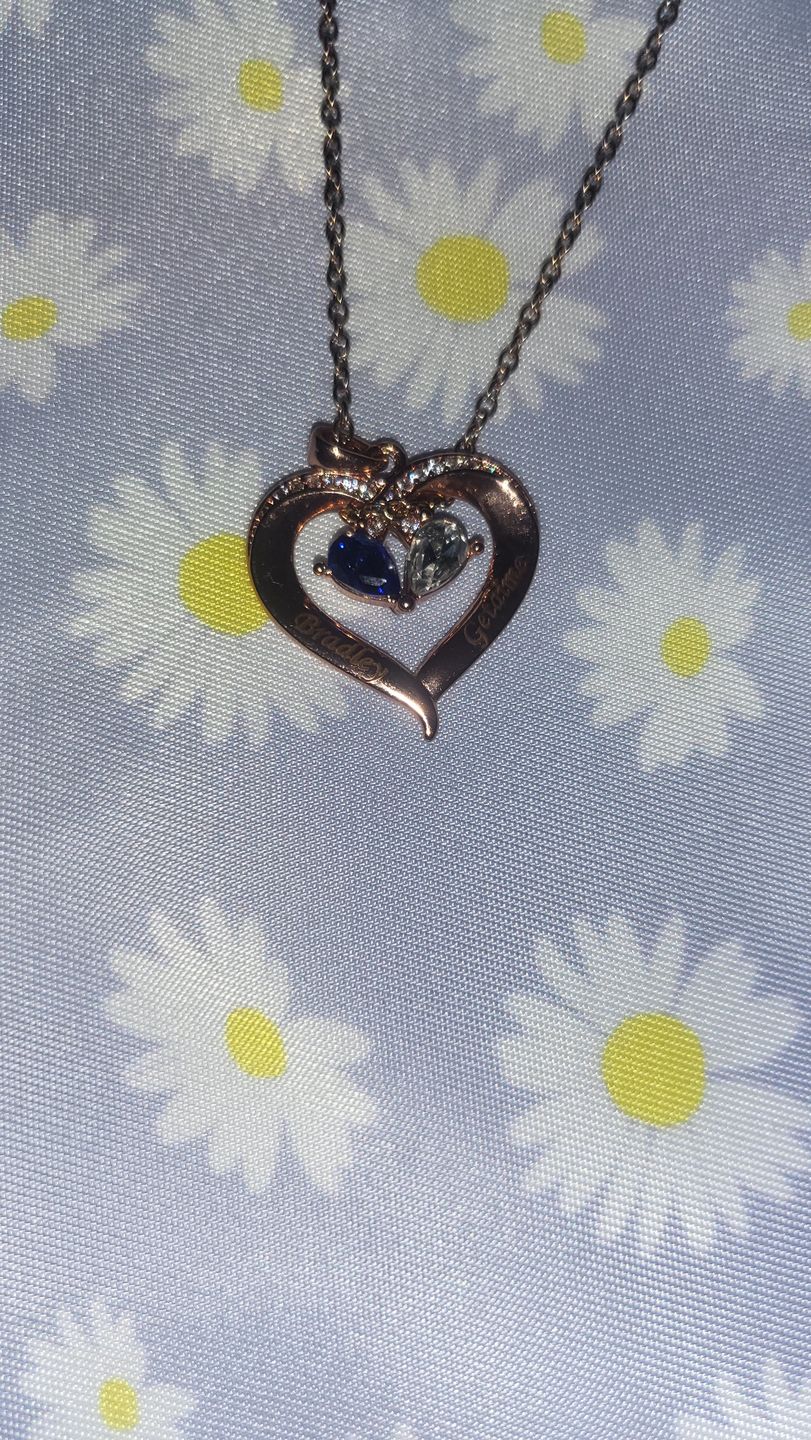Customer photo review of Valentine's Day Gift Forever Love Birthstone & Diamond Heart Pendant Necklace