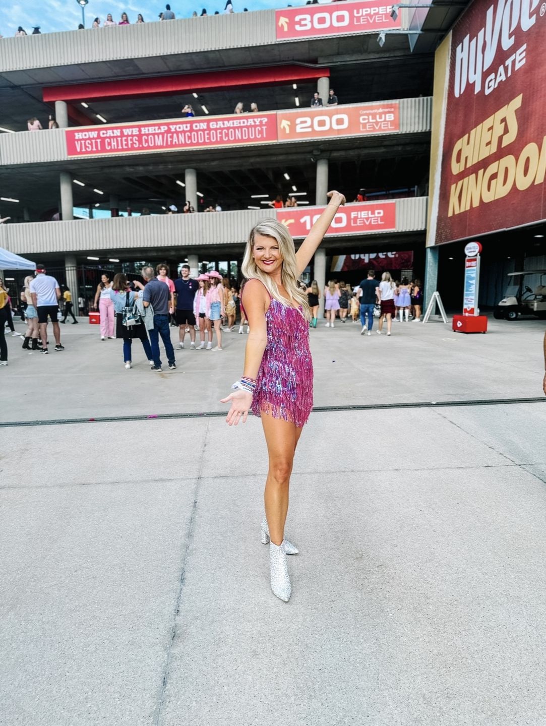 Customer photo review of Shake It My Way Short Fringe Mini Dress