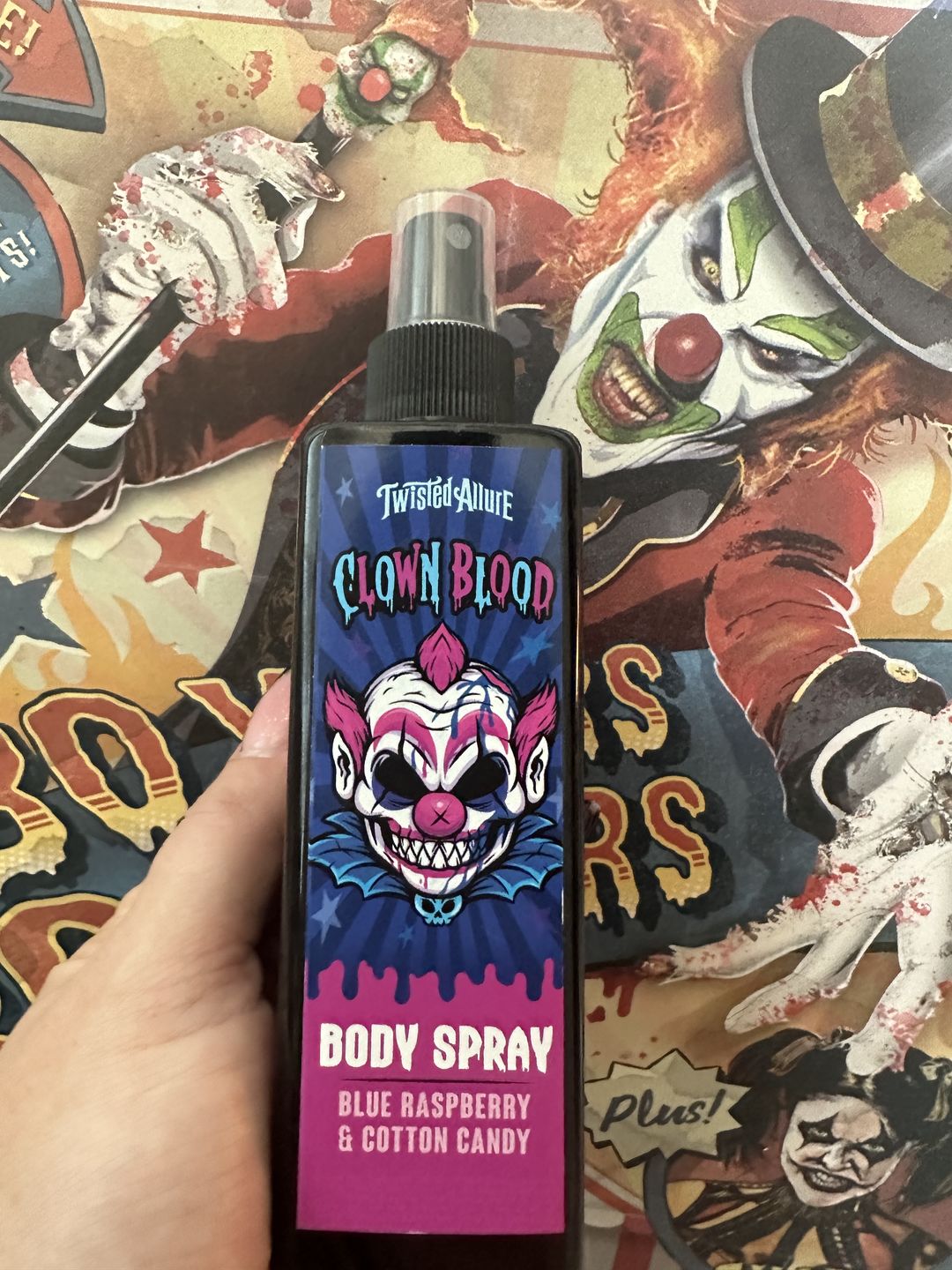 Customer photo review of Clown Blood Body Spray