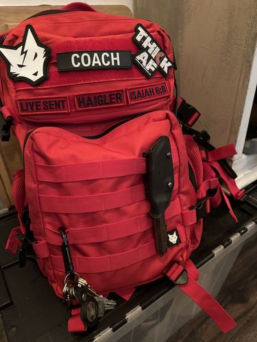 Customer photo review of Gen 2 Red 45L Backpack