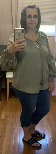 Customer photo review of Lovestitch Everleigh Poet Blouse (Olive)