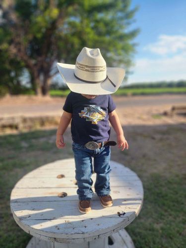 Customer photo review of Twister Children's Cattleman Bangora Tan Straw Western Hat T71630
