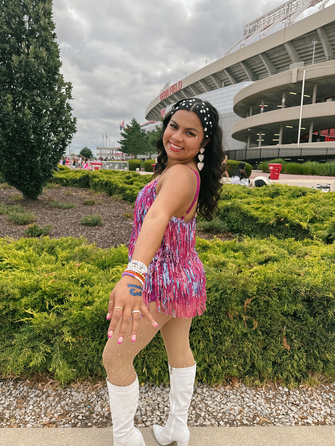 Customer photo review of Shake It My Way Short Fringe Mini Dress