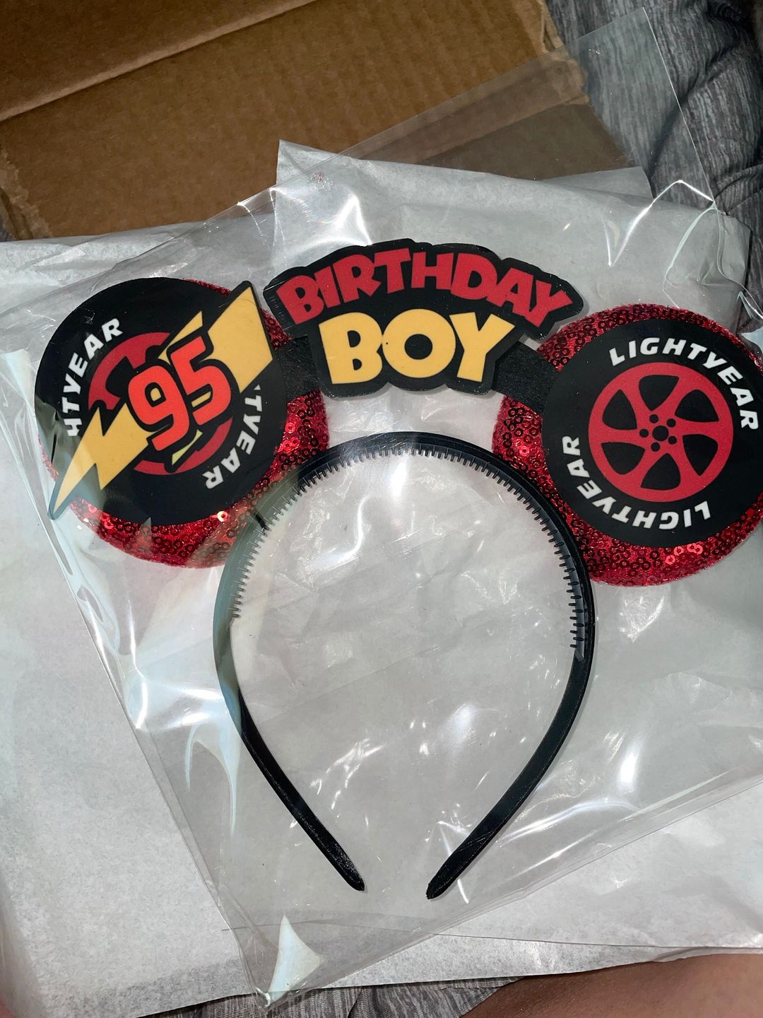 Customer photo review of Cars Birthday Ears for Boys
