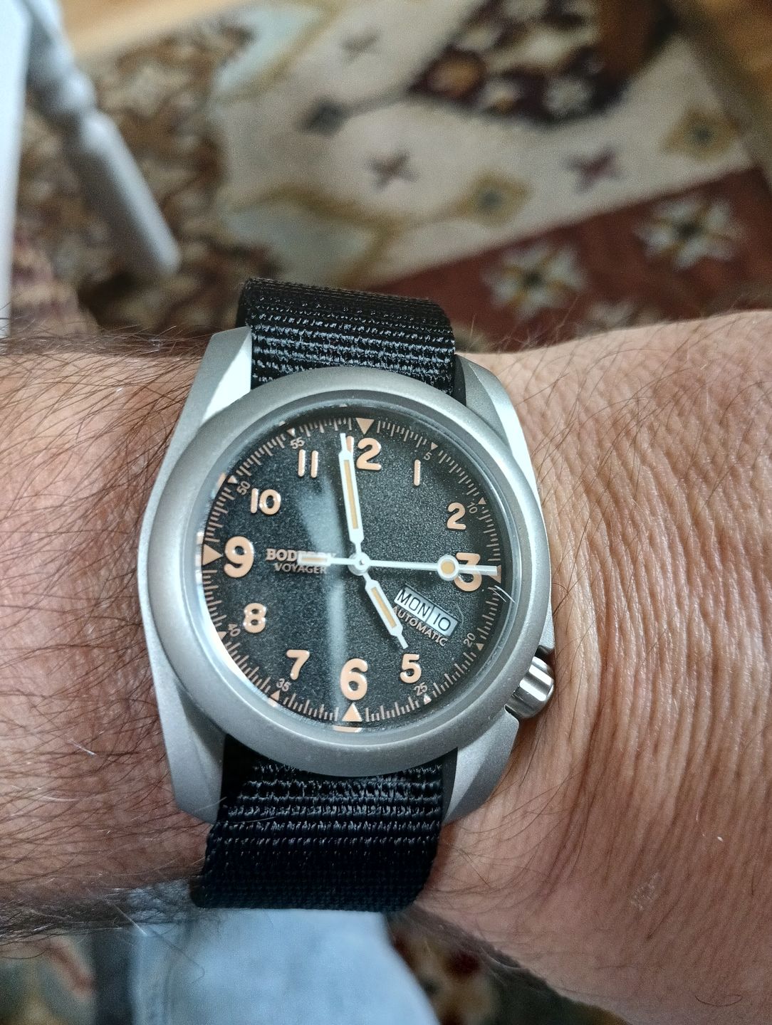 Customer photo review of VOYAGER - 100M Waterproof Titanium Automatic Field Watch | Black-Day,Date