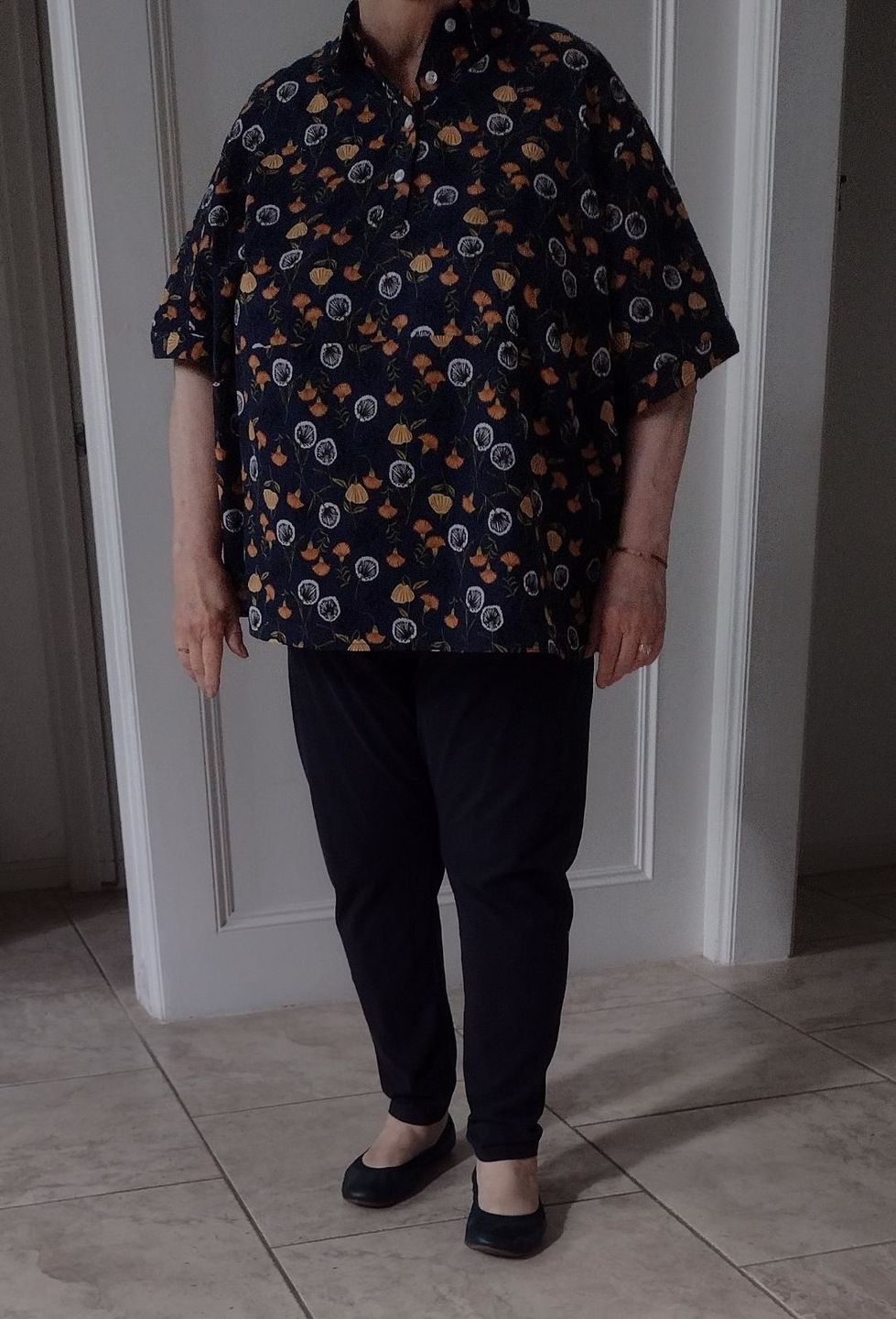 Customer photo review of Plus Size - Summer Flower Print Thin Cotton Floral Shirt