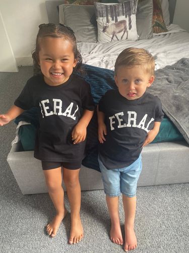 Customer photo review of FERAL College Kids Tee