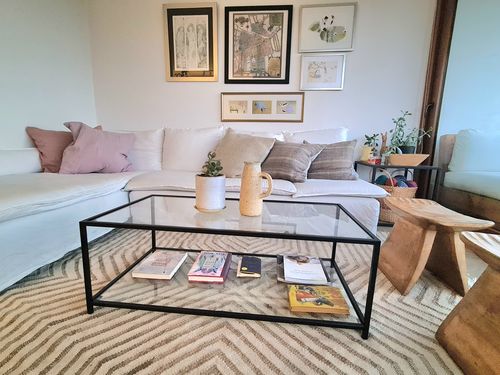 Customer photo review of Mesa de centro Rectangular 100 NEGRA dos niveles GLASS