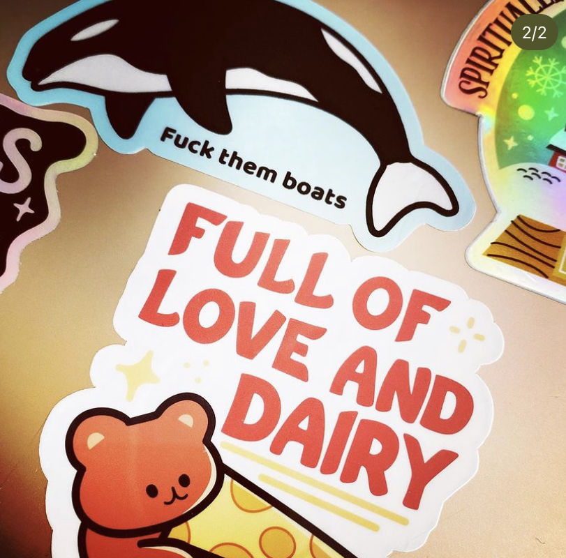 Customer photo review of Preorder F*** Them Boats Orca Sticker