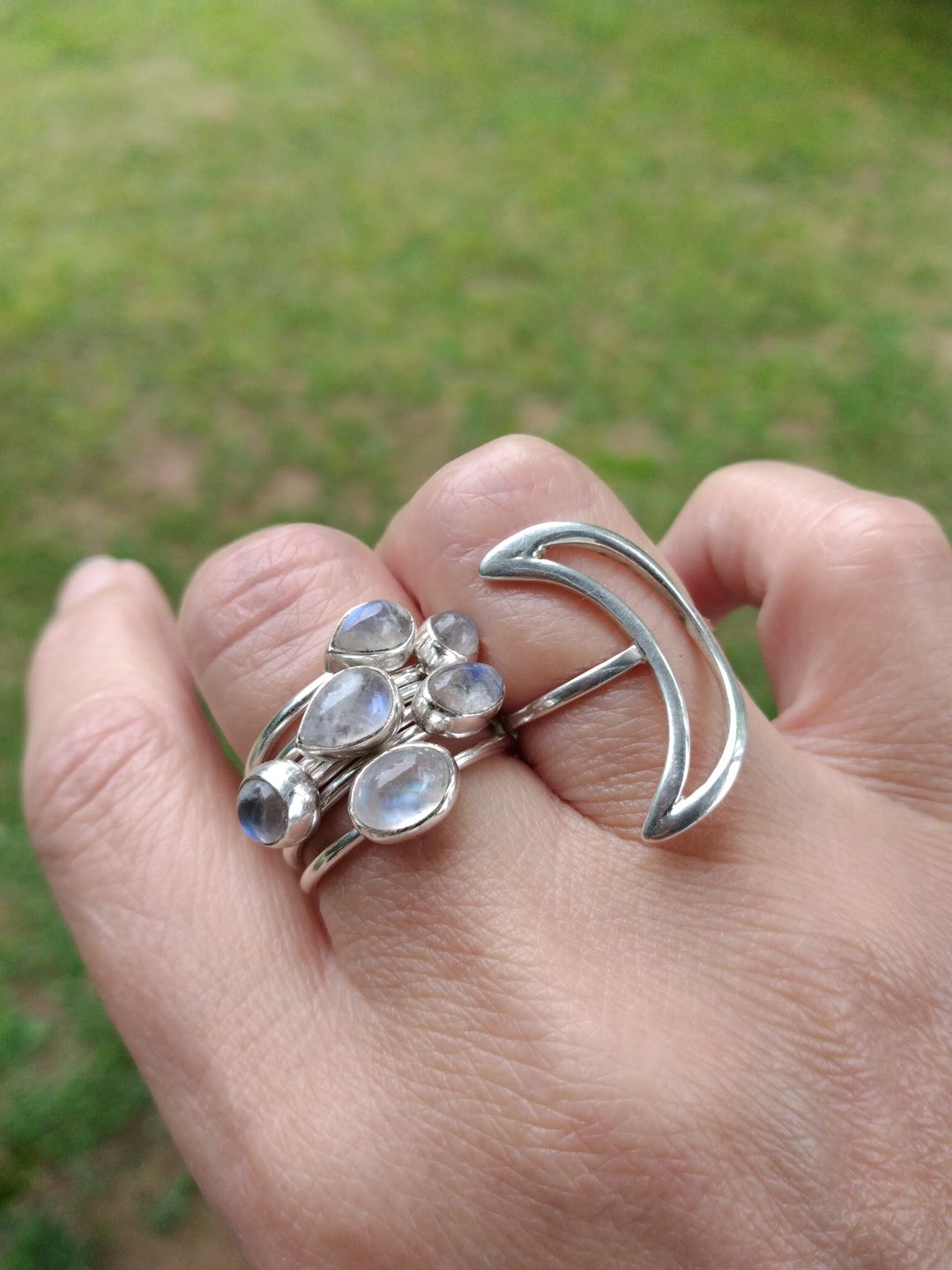 Customer photo review of Sterling Silver Stacking Moonstone Ring
