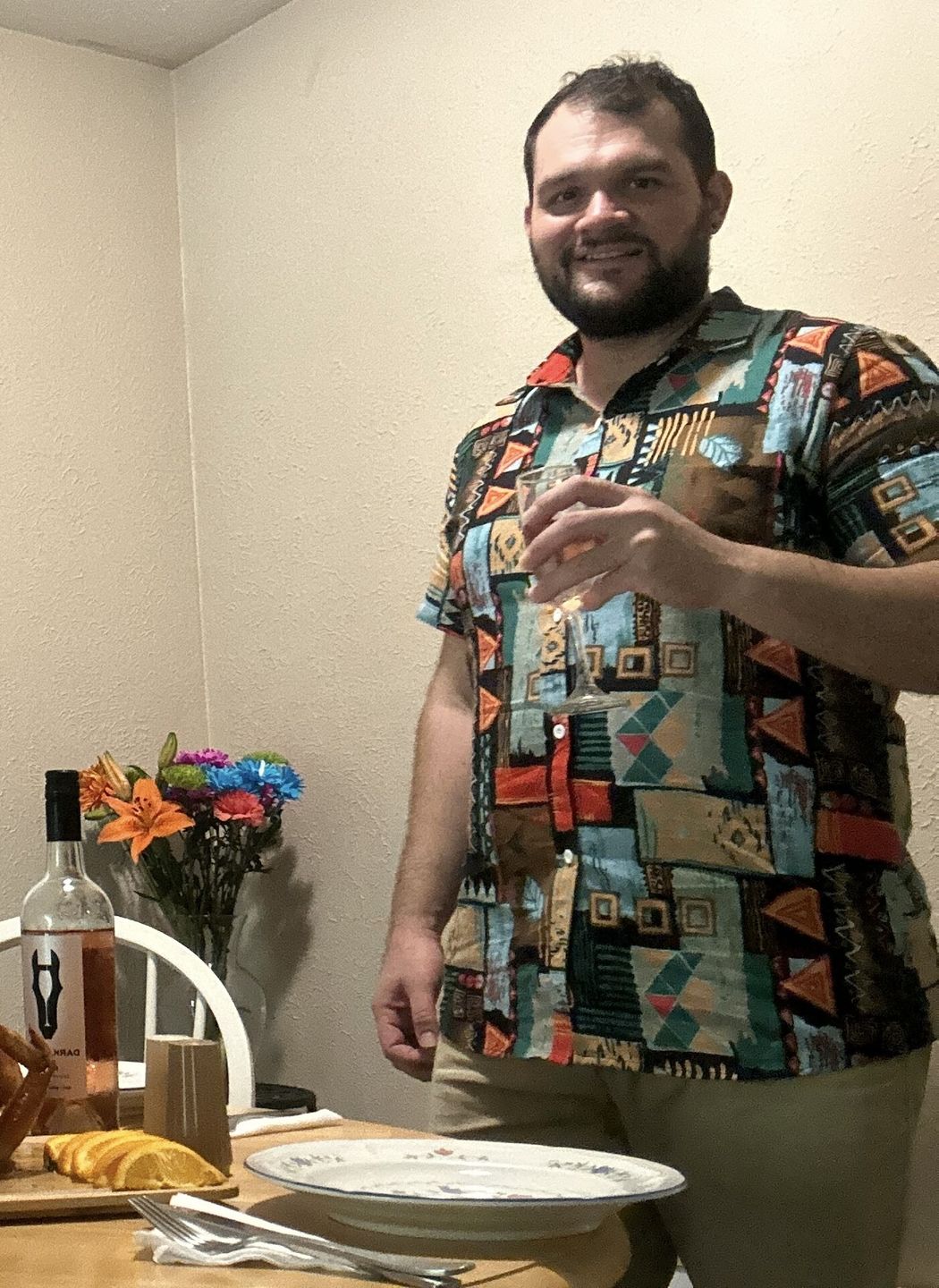 Customer photo review of Tribal Geometry Print Button Up Shirt