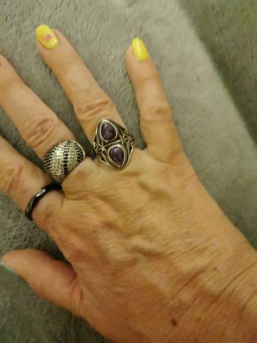 Customer photo review of Rhea - Bague Améthyste Double Larme Boho Chic