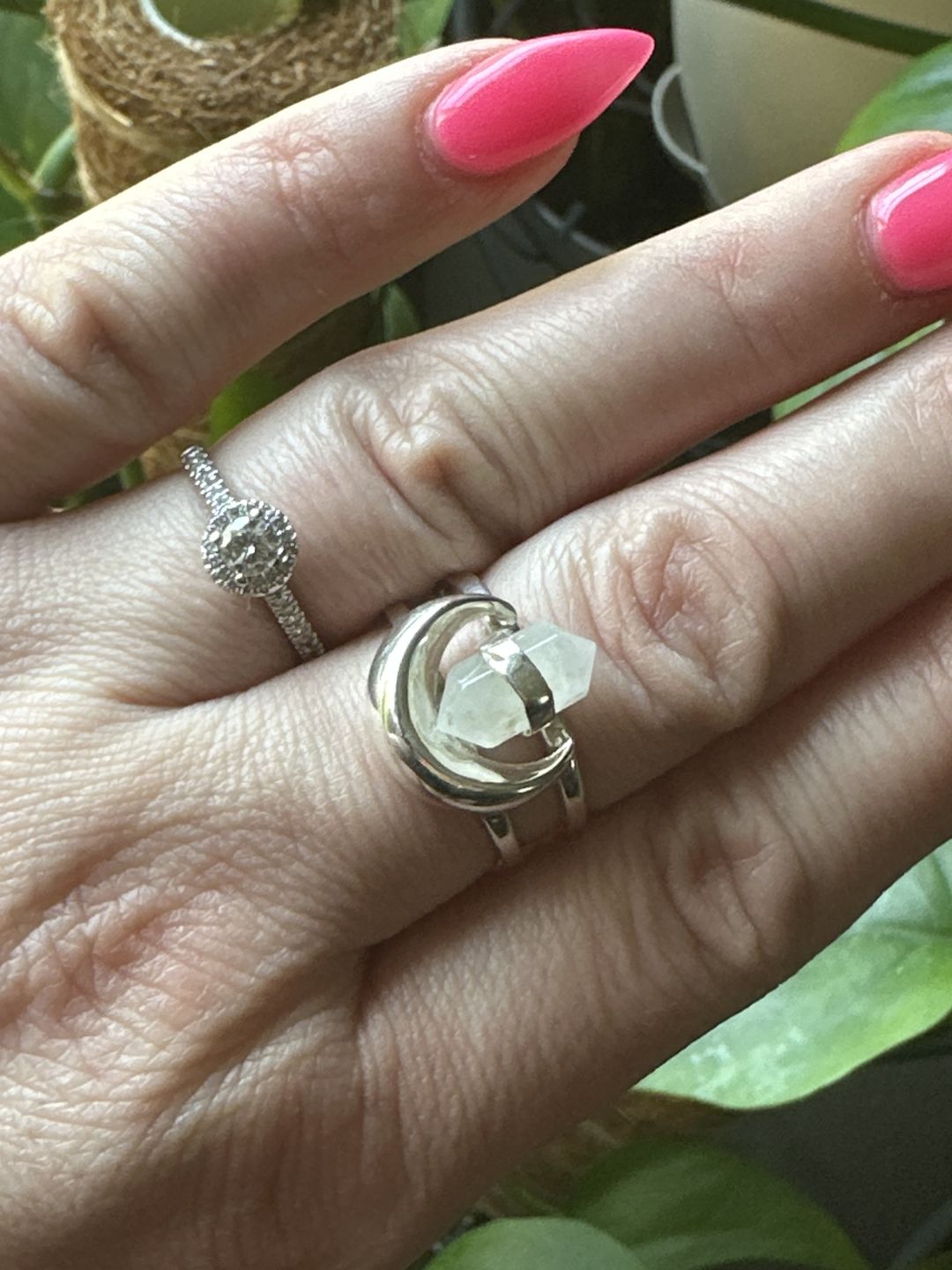 Customer photo review of Healing Crystal Point Moonstone Moon Ring Sterling Silver
